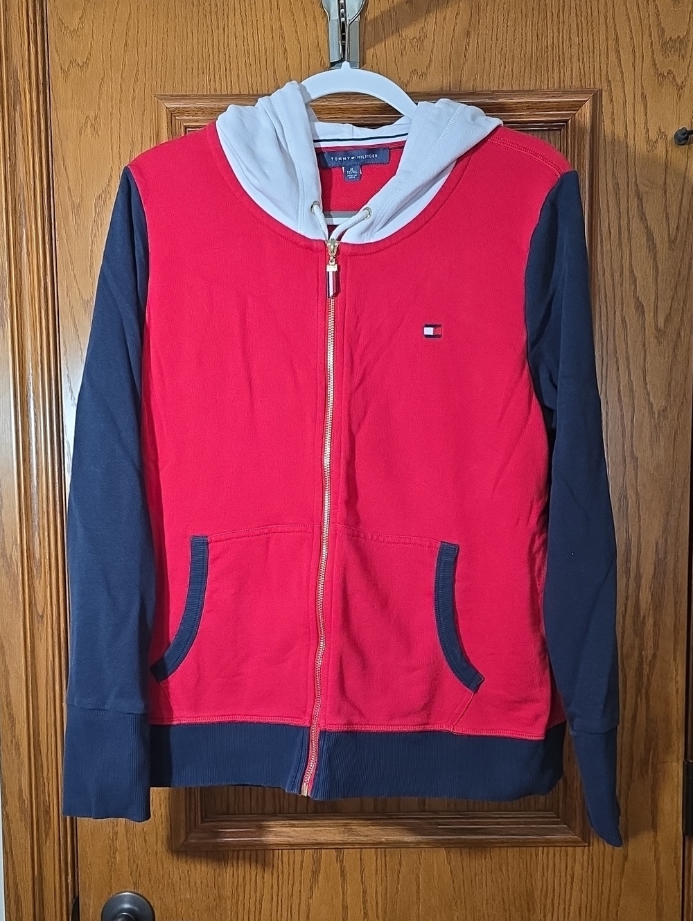 Tommy Hilfiger Red, Navy & White Zip-Up Utility Jacket